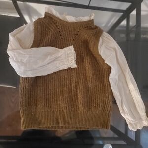Zara Kids Brown and White Knit Top